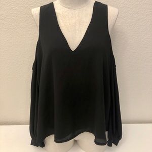 Cold shoulder woven blouse